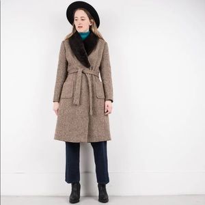 vintage herringbone tweed wool coat